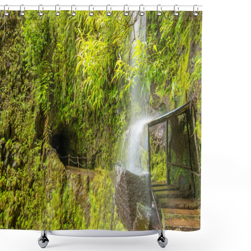 Personality  Tropical Waterfall, Madeira Shower Curtains