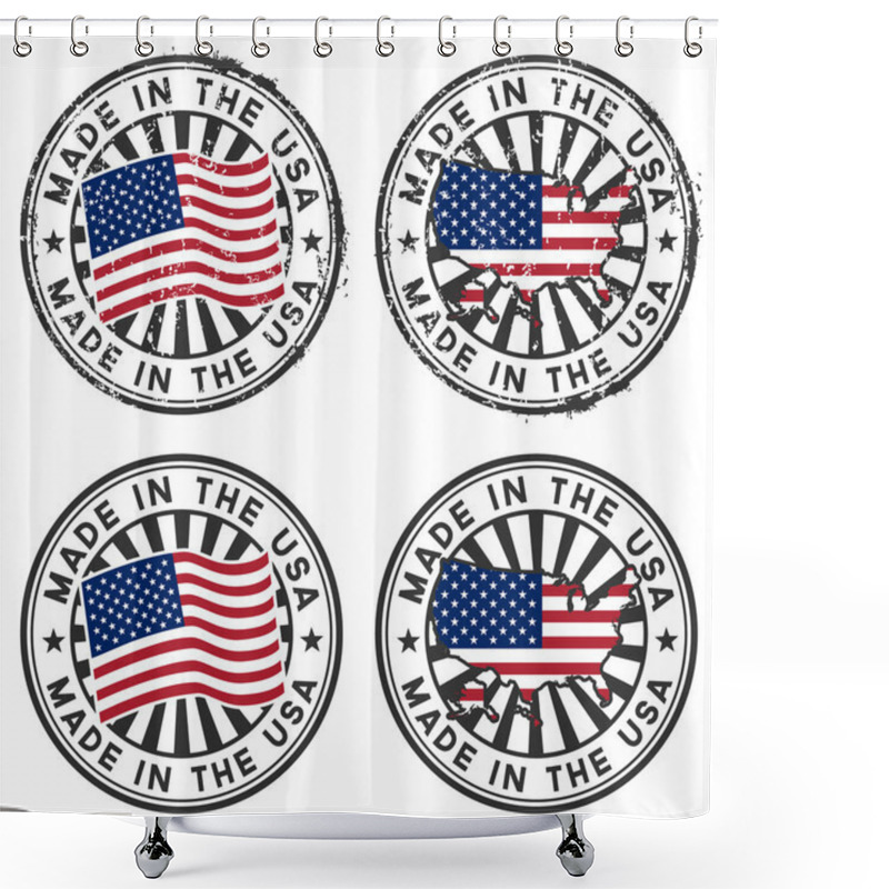 Personality  Stamp With Map, Flag Of The USA. Made In The USA. Shower Curtains