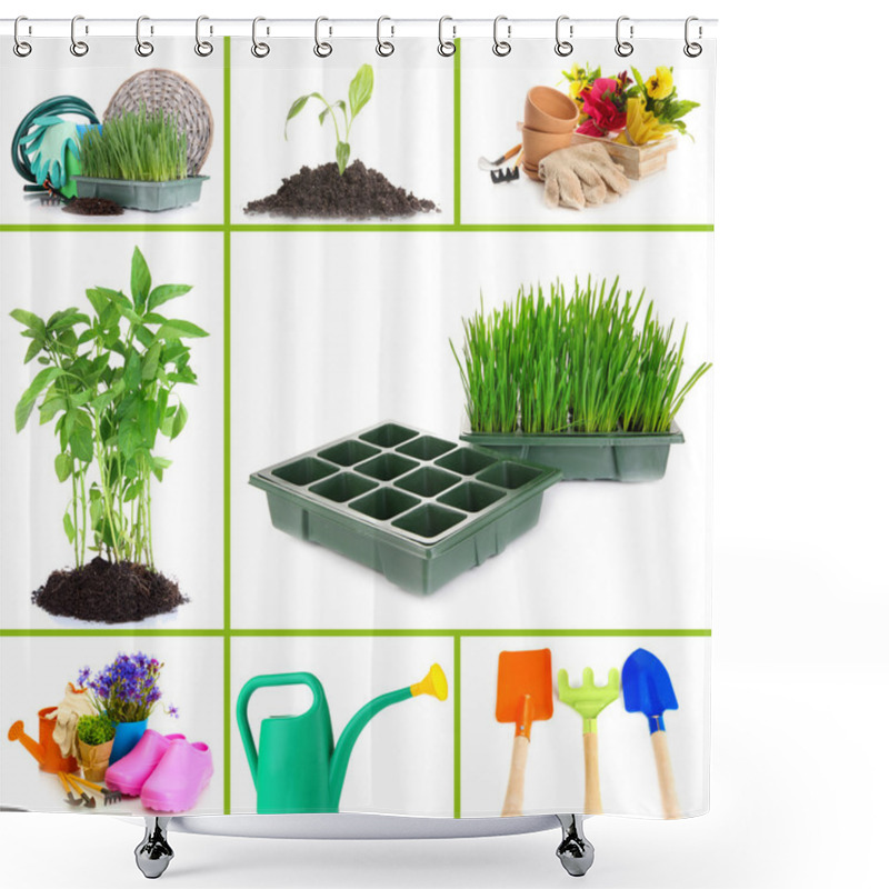 Personality  Collage Of Gardening Theme Shower Curtains