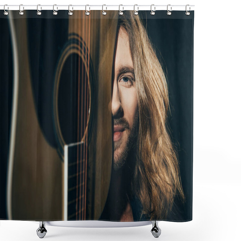 Personality  Handsome Man With Guitar Shower Curtains