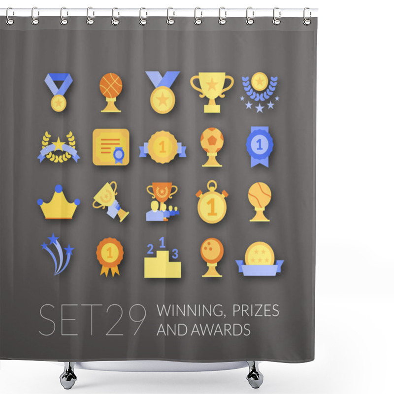 Personality  Flat Icons Set 29 Shower Curtains