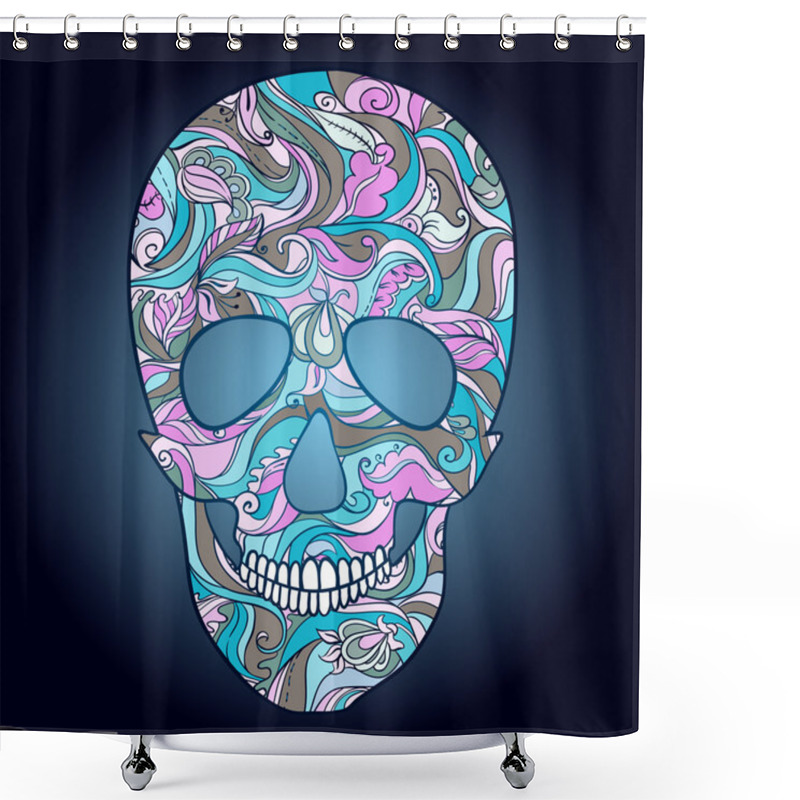 Personality  Vector Sugar Skull With Ornament Shower Curtains