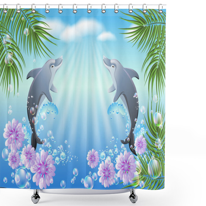 Personality  Dolphins Leaps From Water Shower Curtains