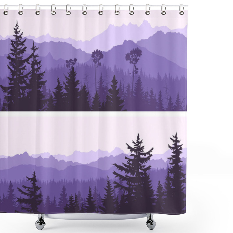 Personality  Horizontal Wide Banners Of Coniferous Wood. Shower Curtains