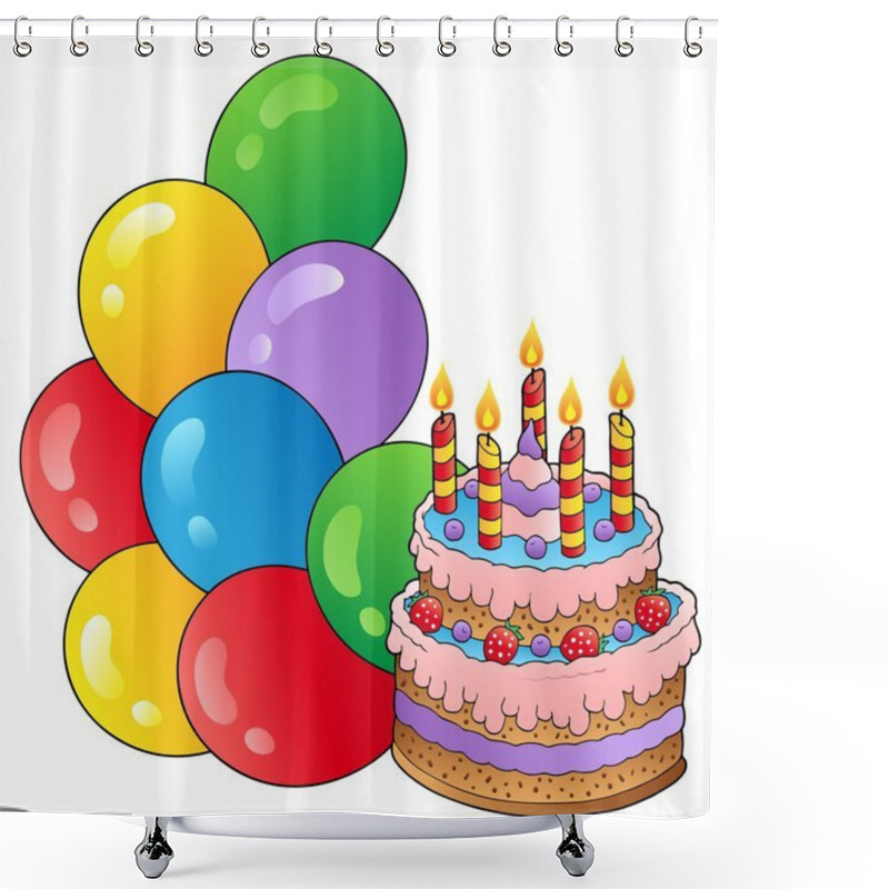 Personality  Birthday Theme With Cake 1 Shower Curtains