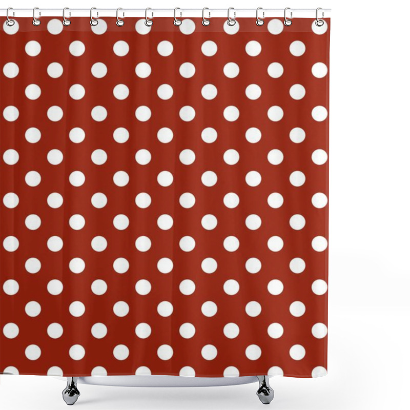 Personality  Red Background With White Dots Shower Curtains