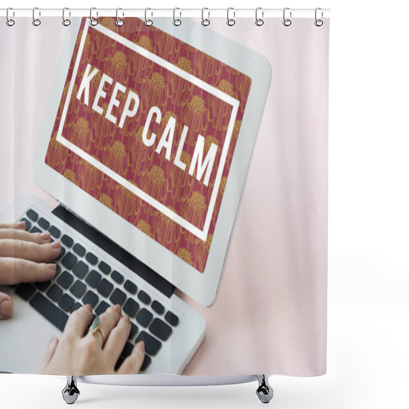 Personality  Woman Typing On Laptop Keyboard Shower Curtains