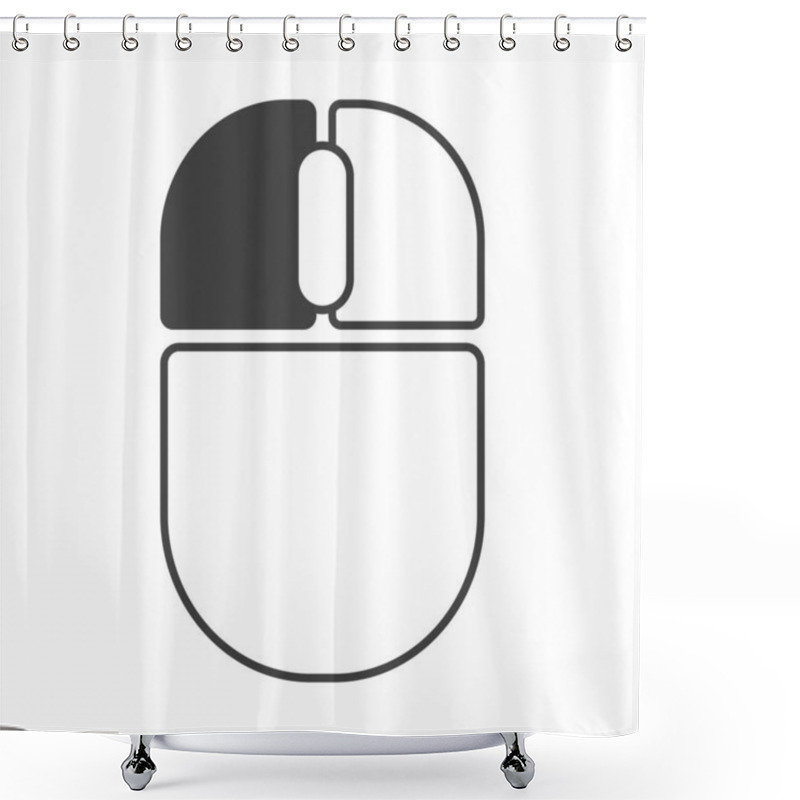 Personality  Computer Mouse Left Button Click Outline Icon. Active Button Left Click Demonstration Isolated Illustration Shower Curtains