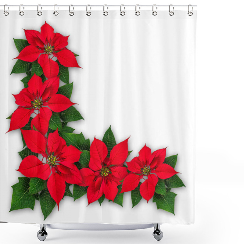 Personality  Poinsettia Flowers Christmas Decoration Shower Curtains