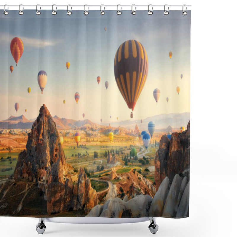 Personality  Beautiful Morning Scenic With A Balloon Flight Over The Spectacular Cappadocia, Turkey. Shower Curtains