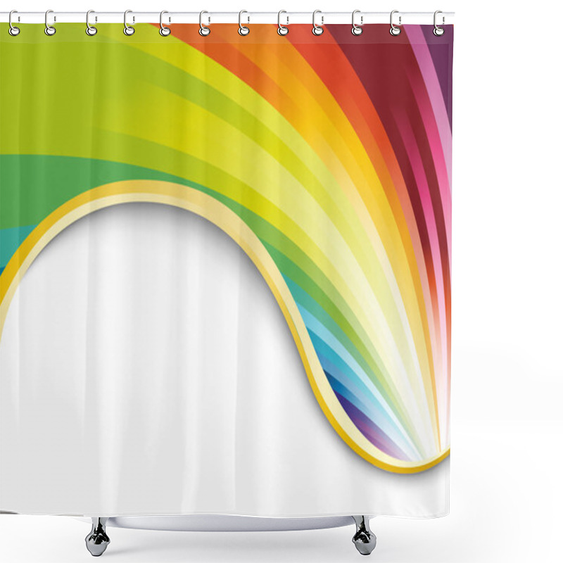 Personality  Rainbow Card With Golden Ribbon Shower Curtains