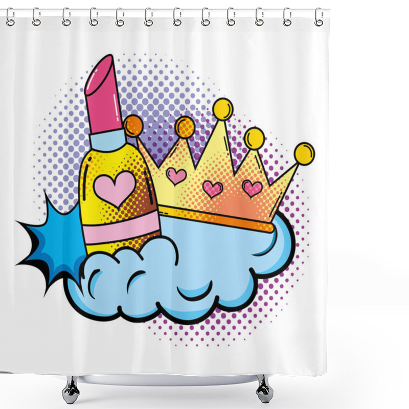 Personality  Lipstick With Crown Pop Art Style Vector Illustration Design Shower Curtains