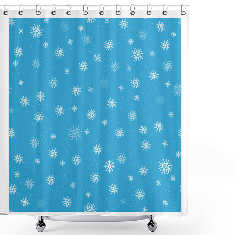 Personality  Winter Seamless Neutral Vector Background With Falling Snowflakes. Shower Curtains