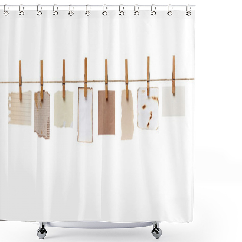 Personality  Clothes Peg And Note Paper On Clothes Line Rope Shower Curtains