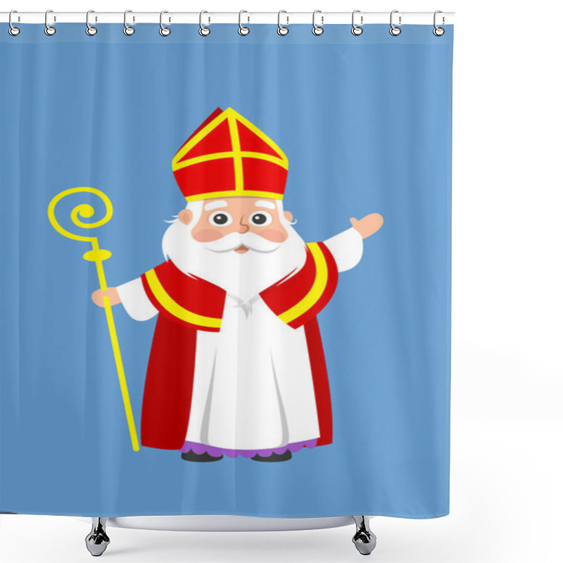 Personality  Saint Nicholas Or Sinterklaas - Cartoon Style Vector Illustration Shower Curtains