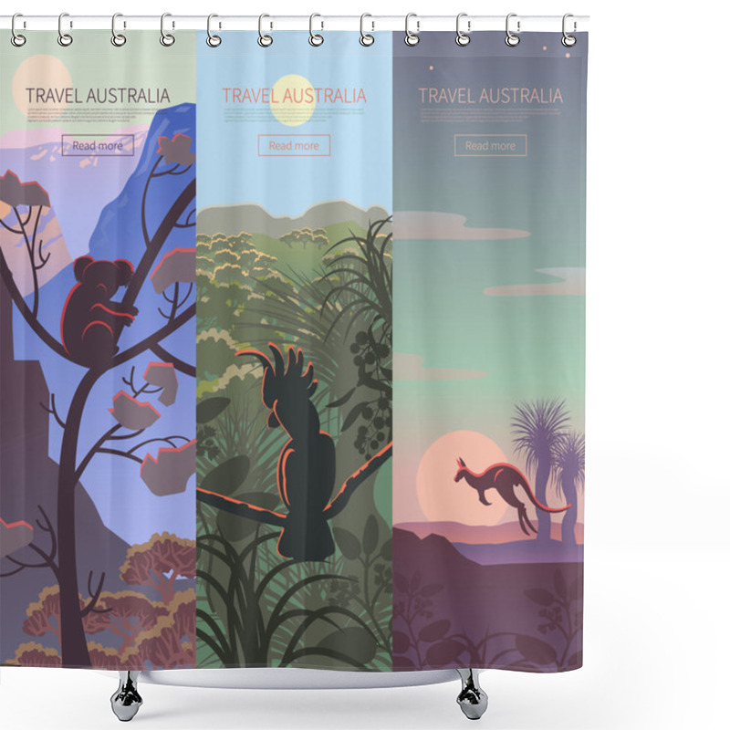 Personality  Set Of Australian Travel Posters Shower Curtains