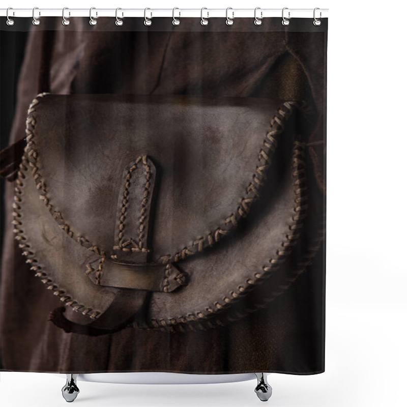 Personality  Close Up View Of Medieval Scottish Brown Leather Bag Shower Curtains