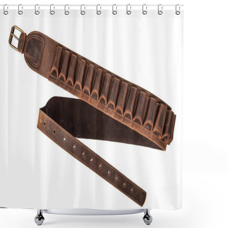 Personality  Leather Bandolier Isolated On A White Background Shower Curtains