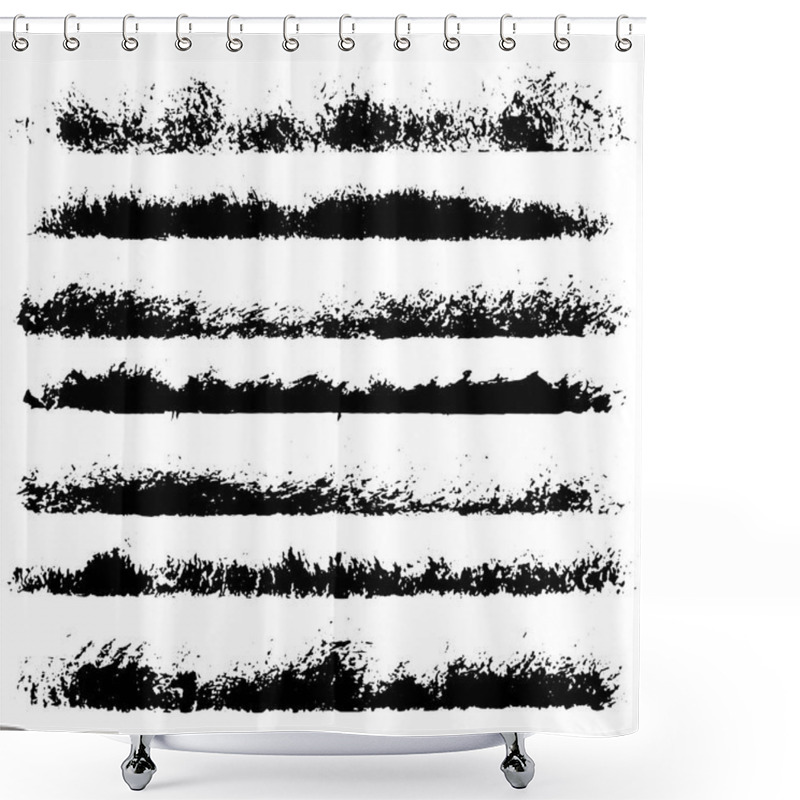 Personality  Set Of Different Ink Paint Brush Stroke Borders Isolated On White Background. Vector Illustration Shower Curtains