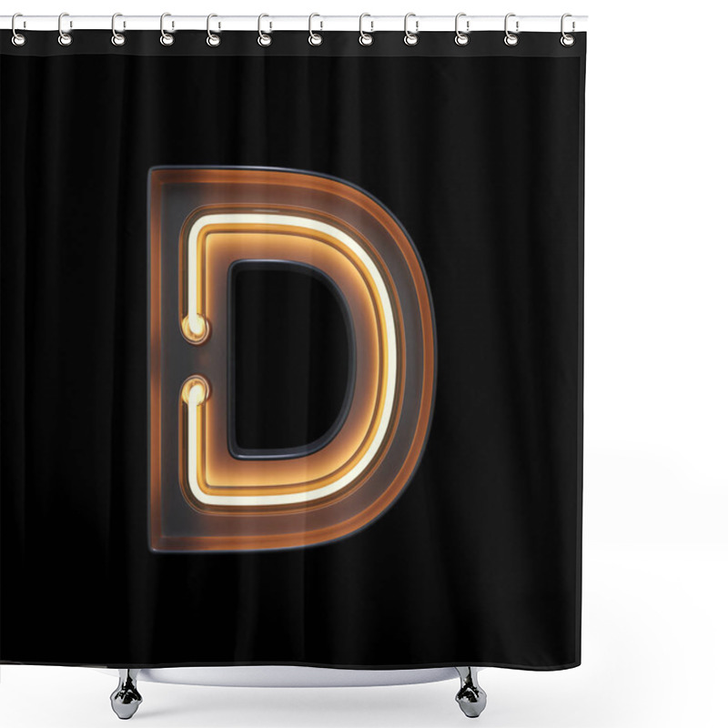 Personality  Neon Light Alphabet D With Clipping Path. 3D Illustration Shower Curtains