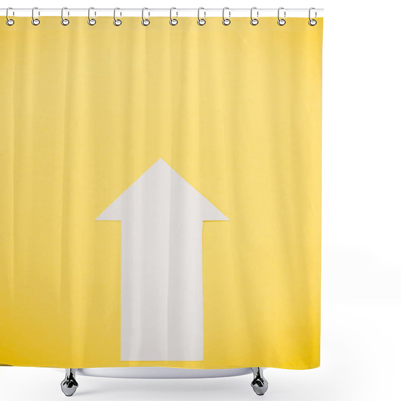 Personality  Top View Of White Arrow Isolated On Yellow  Shower Curtains