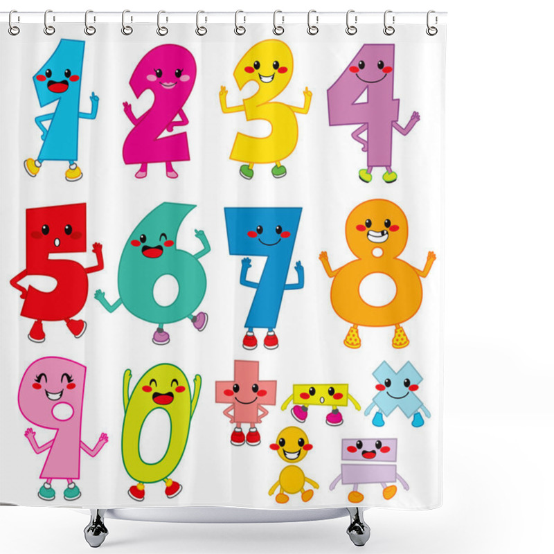 Personality  Funny Cartoon Numbers Shower Curtains