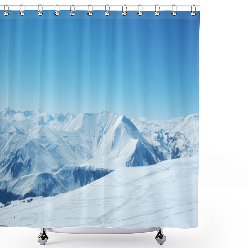 Personality  High Mountains Under Snow In The Winter Shower Curtains