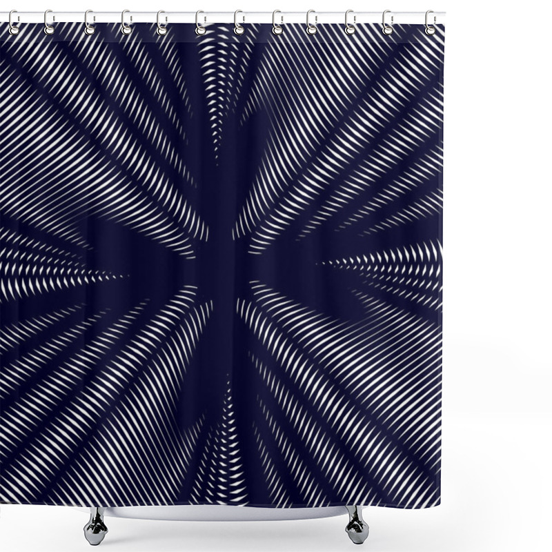 Personality  Hypnotic Backdrop With Geometric Lines Shower Curtains