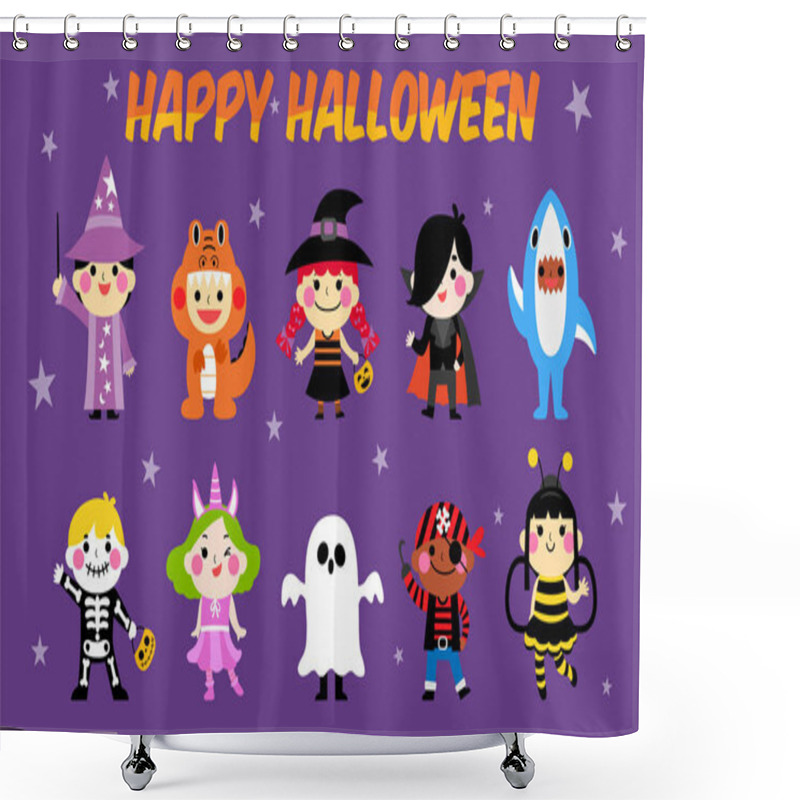 Personality  Halloween Kid Costume Illustration Set Shower Curtains