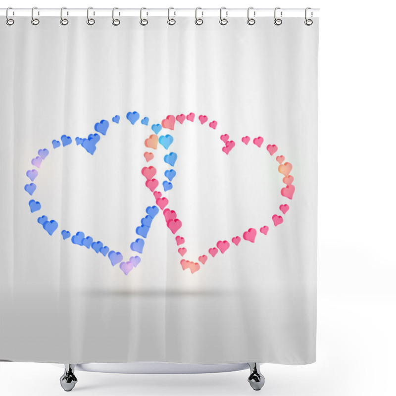 Personality  Vector Background With Two Hearts. Shower Curtains