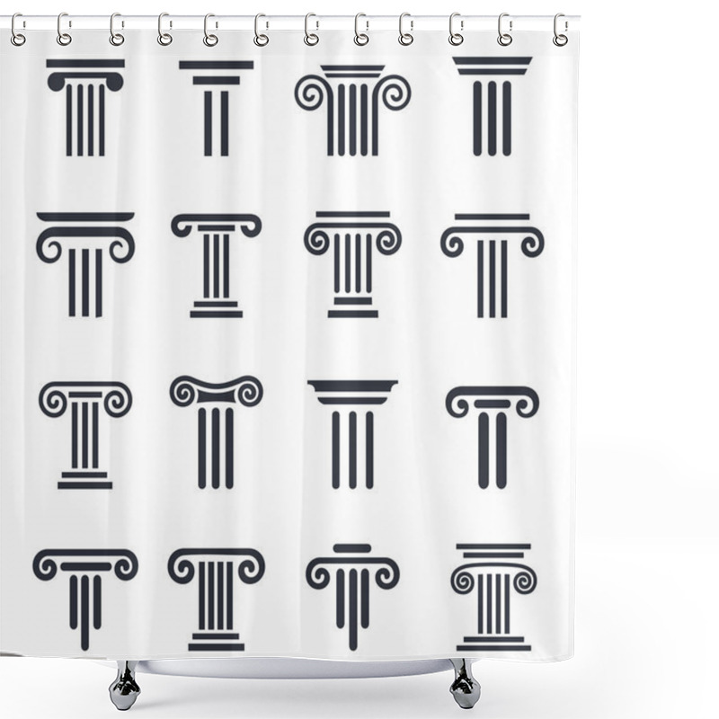 Personality  Black Column Icons Shower Curtains