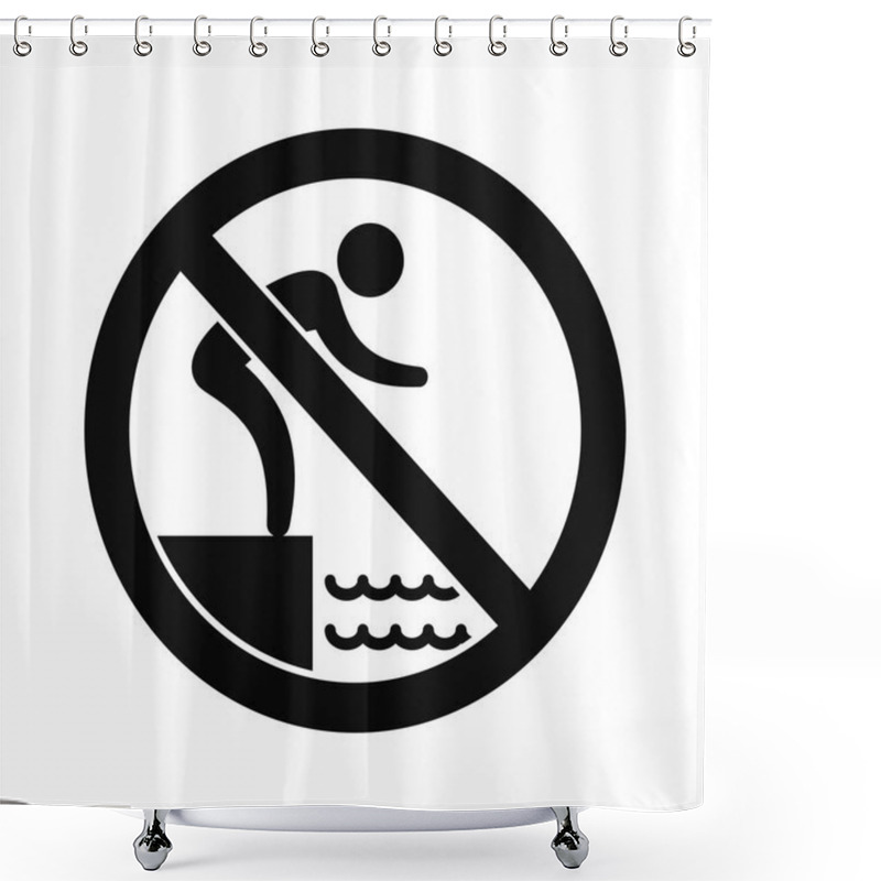 Personality  No Jumping Into Water Hazard Warning Sign. Vector. Shower Curtains