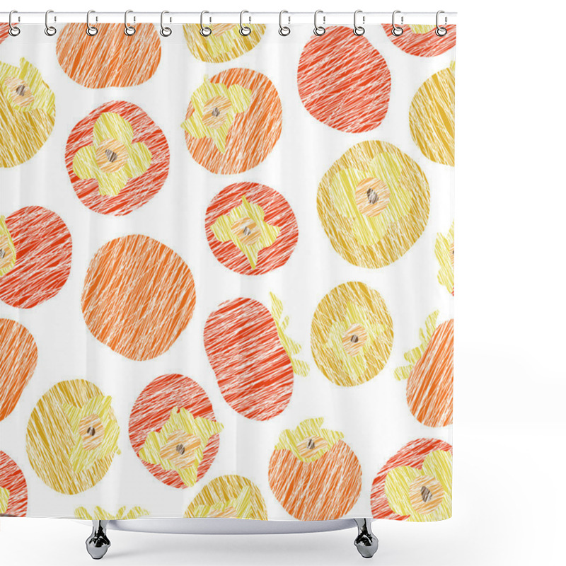 Personality  Seamless Persimmon Pattern. Fruit Background.  Shower Curtains