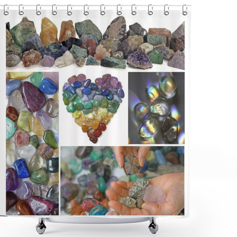 Personality  Collage Of Healing Crystals Shower Curtains