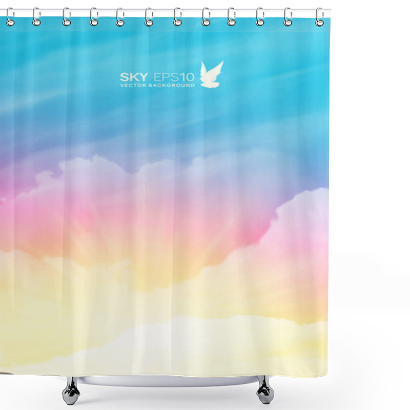 Personality  Vertical Vector Background With Realistic Pink-blue Sky Shower Curtains