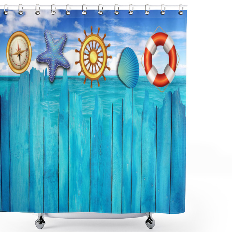 Personality  Wood Sea Elements Sky Background Shower Curtains