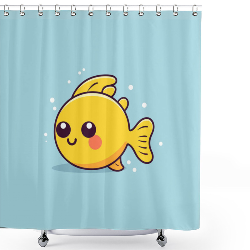 Personality  Cute Kawaii Fish Chibi Mascot Vector Cartoon Style Shower Curtains