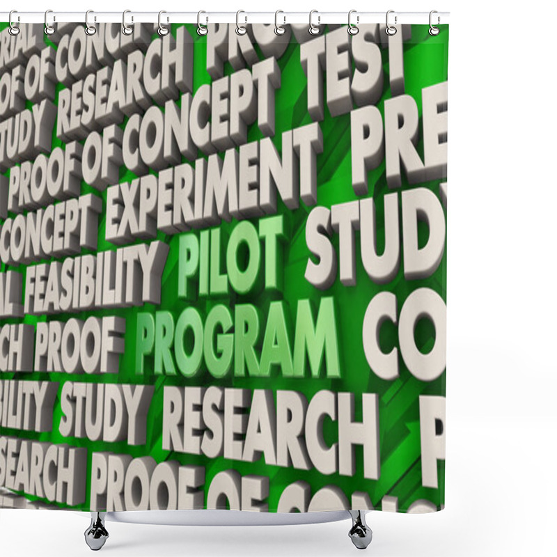 Personality  Pilot Program Preliminary Limited Test Experiment Words 3d Render Illustration Shower Curtains