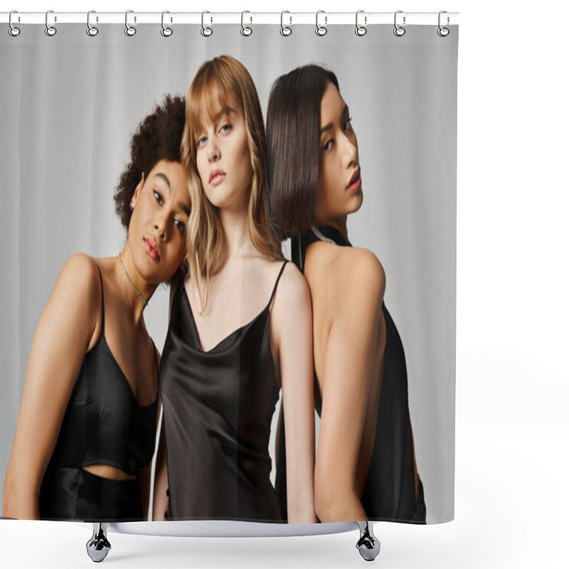 Personality  A Group Of Elegant Women Of Different Ethnicities, Including Caucasian, Asian, And African American, Standing Together. Shower Curtains