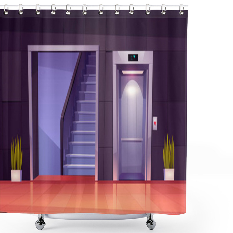 Personality  Empty Hallway Interior With Elevator And Stairs Shower Curtains