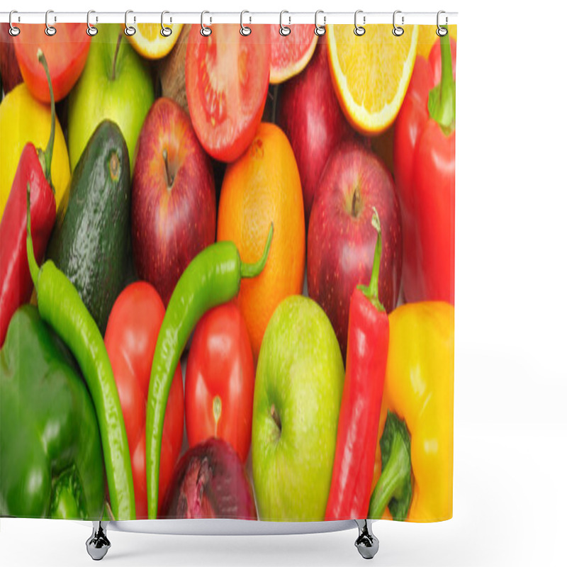 Personality  Fresh Fruits And Vegetables Shower Curtains