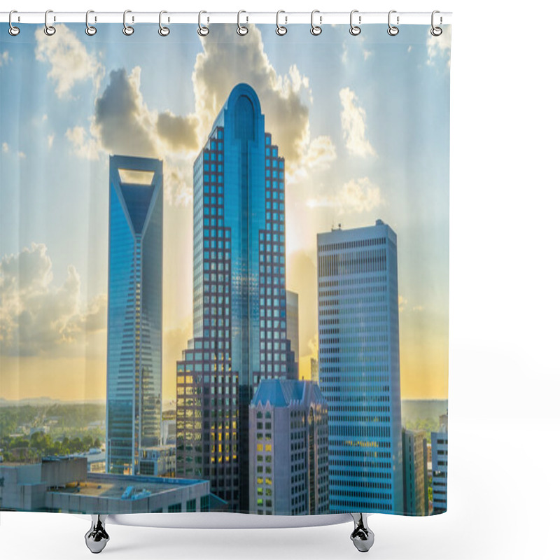 Personality  Sunset Over Charlotte City Skyline Of North Carolina Shower Curtains