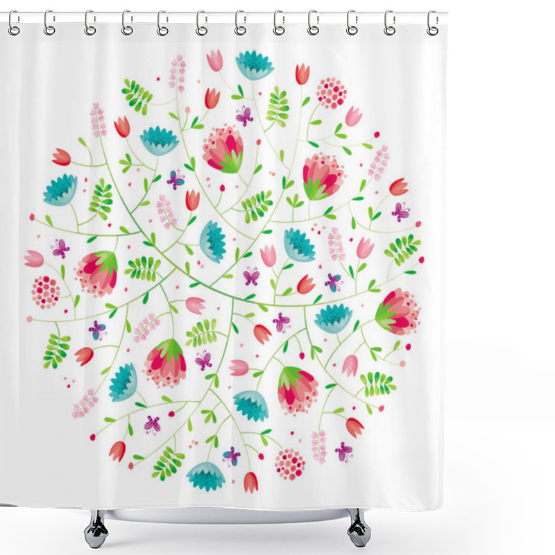 Personality  Flower Round Composition Shower Curtains