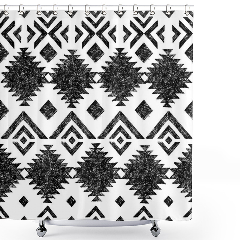 Personality  Hand Drawn Tribal Seamless Pattern Shower Curtains