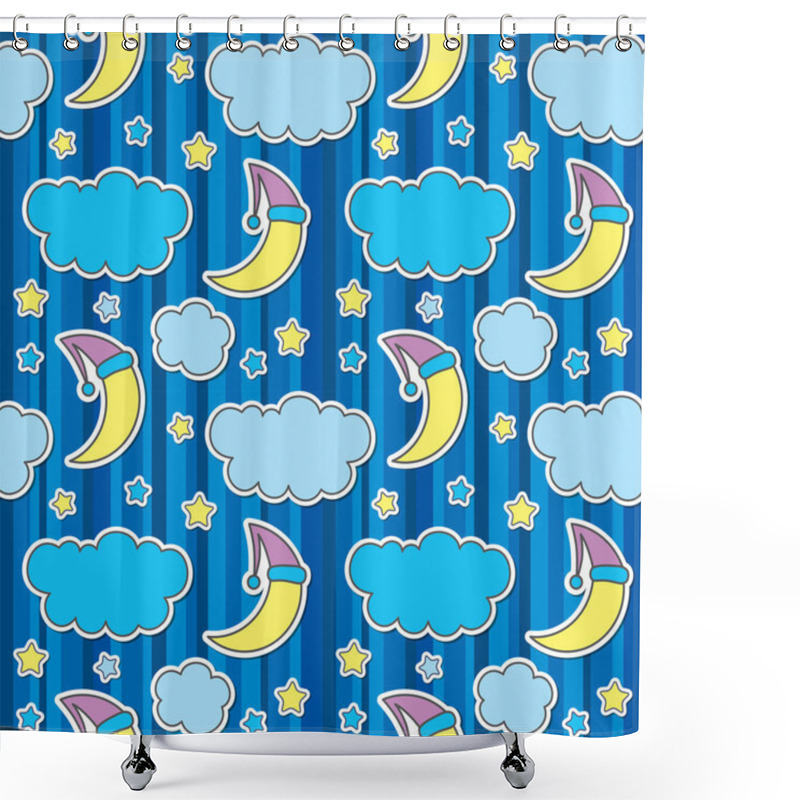 Personality  Seamless Pattern With Night Sky Shower Curtains