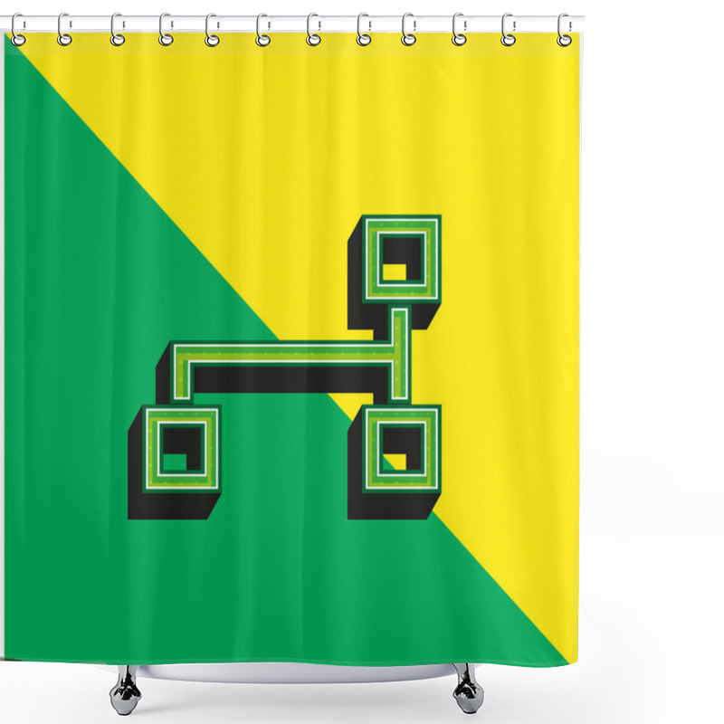 Personality  Block Schemes Green And Yellow Modern 3d Vector Icon Logo Shower Curtains