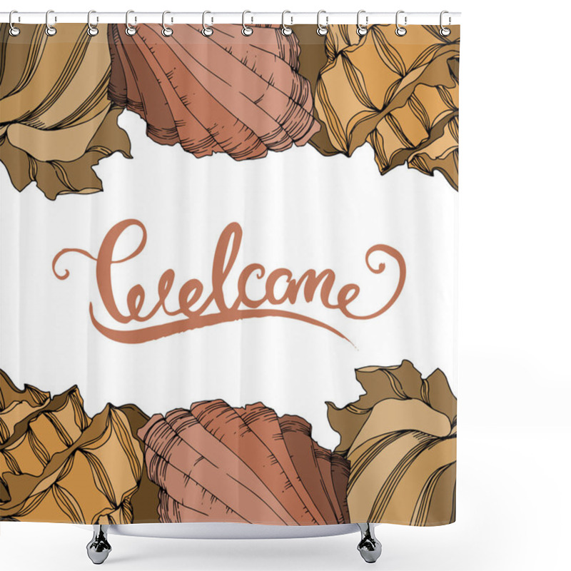 Personality  Vector Summer Beach Seashell Tropical Elements. Black And White  Shower Curtains