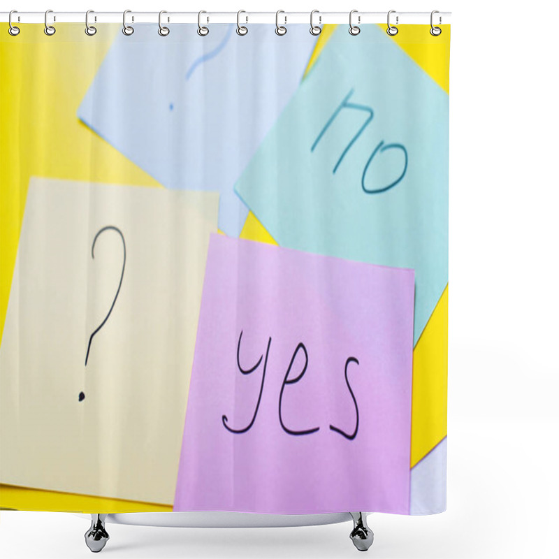 Personality  Multicolored Papers With Yes And No Lettering Near Question Marks On Yellow Background Shower Curtains