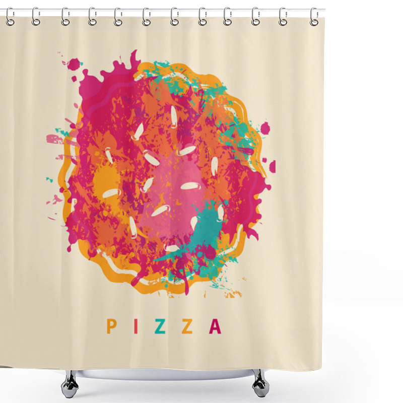 Personality  Vector Banner With Abstract Image Of Pizza Shower Curtains