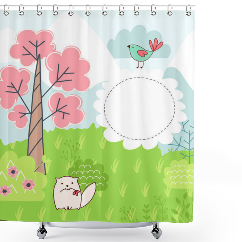 Personality  Doodles Cute Card Shower Curtains